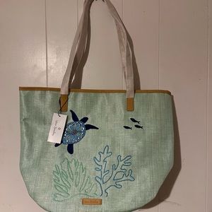 Vera Bradley Straw Bucket Tote Bag Turtle Dream NWT